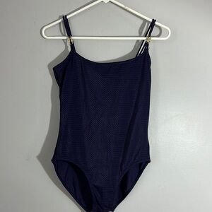 💚10 Le Cove Dark Purple Textured Swimsuit size 12